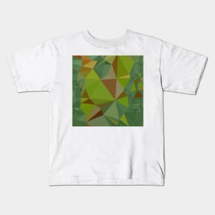 Dark Pastel Green Abstract Low Polygon Background Kids T-Shirt